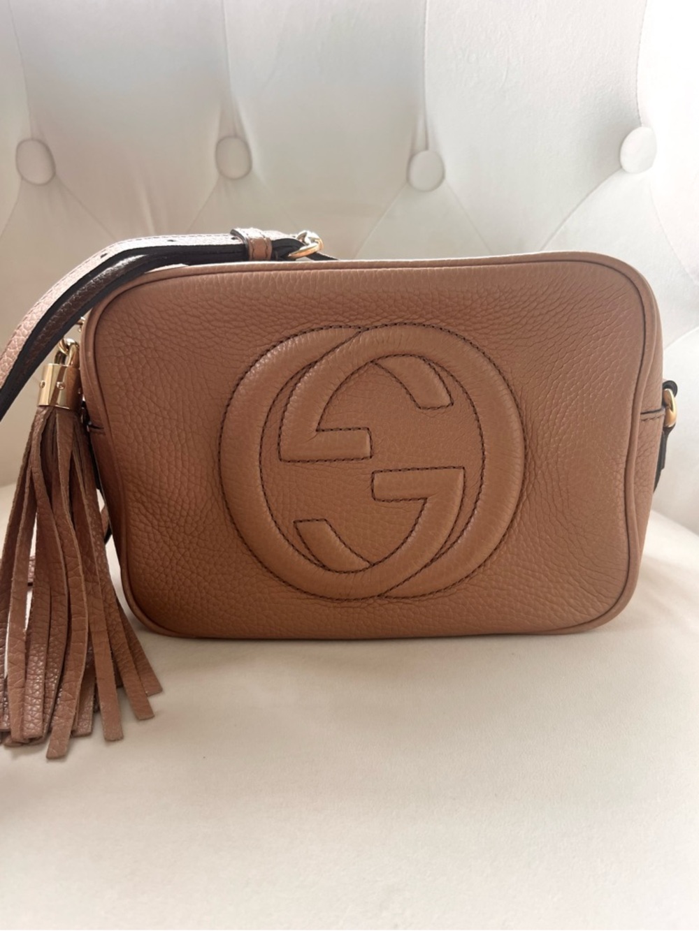Gucci Pink Pebbled Leather Disco Crossbody Bag